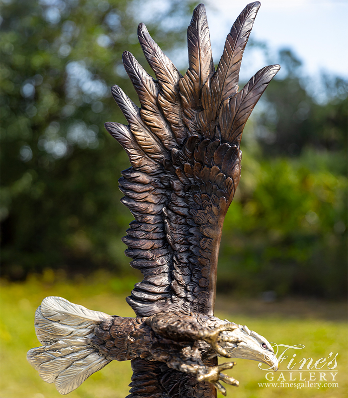 Bronze Statues  - Soaring Eagle Bronze Statue With Marble Plynth - BS-1699